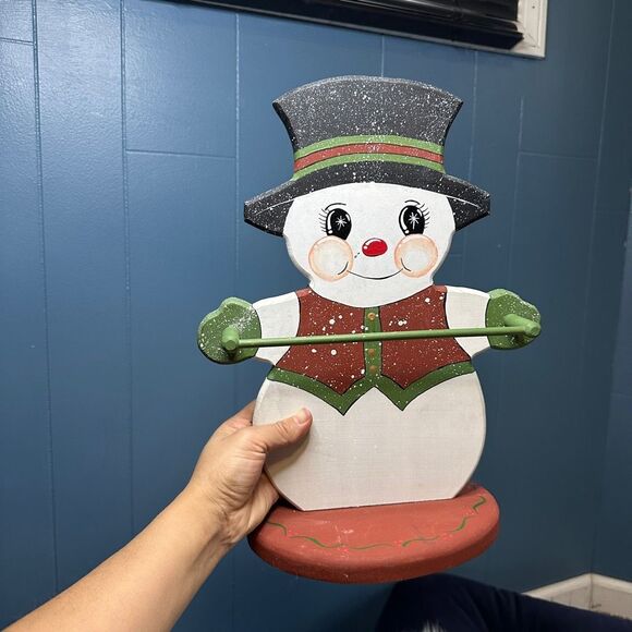 Vintage handmade snow man hand towel holder winter decoration - Picture 6 of 6